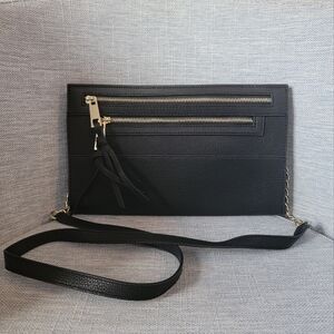 Banana Republic Black Triple Zipper Crossbody Bag